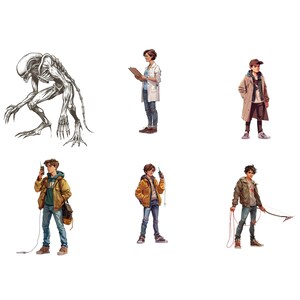 Cartoon character clipart inspired by Stranger Things with fun illustrated style.
Stranger Things–inspired cartoon character clipart for themed designs and crafts.
Cartoon-style character clipart inspired by popular sci-fi series for digital projects.
Retro sci-fi inspired cartoon character clipart for stickers and creative designs.
Illustrated cartoon characters inspired by Stranger Things aesthetic for fan projects.