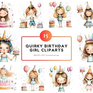 Clipart de menina de aniversário fofa, Clipart de menina de aniversário peculiar, Clipart de menina peculiar, Menina png, Menina de aniversário png, Pacote de png de menina peculiar