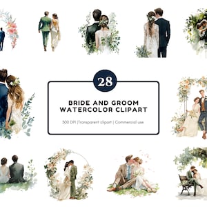 Wedding Couple Clipart Bundle png, Bride And Groom Clipart png, Love Couple Clipart, White Dress Couple Clipart, Bride And Groom Printable