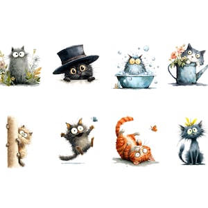 Quirky cats clipart set featuring cute and funny cat illustrations in high-quality PNG files.
Cute quirky cat clipart bundle with playful cartoon cats, expressions, and accessories for crafting projects.
Whimsical cat illustrations set with unique feline characters for scrapbooking and digital design.
Cartoon quirky cats clipart pack featuring fun cat poses and colorful designs for DIY crafts.
Quirky cat PNG clipart collection with adorable and humorous cat illustrations for printables.