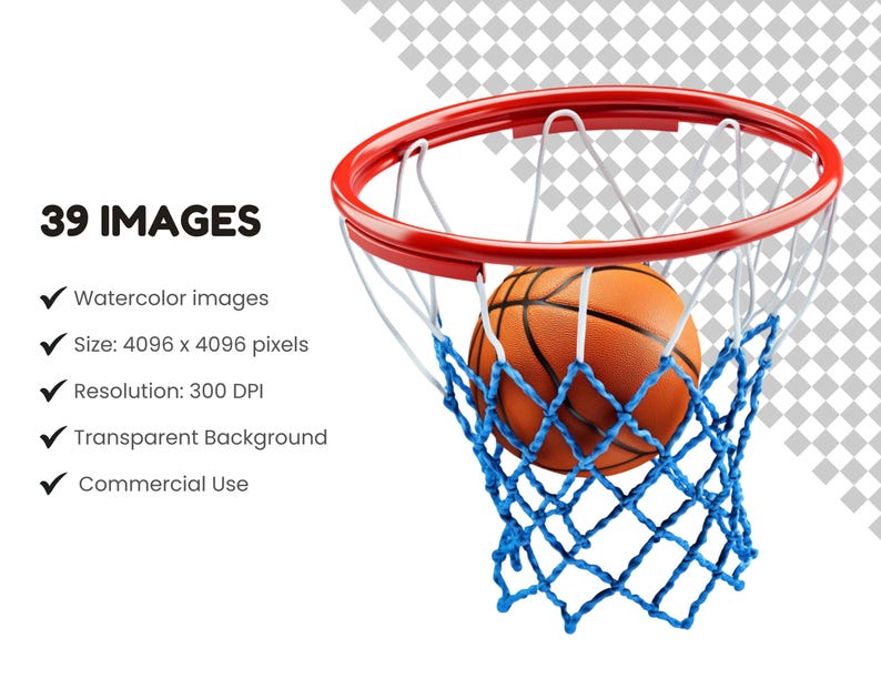Watercolor Basketball Clipart Bundle Png, Basketball Hoop Clipart ...