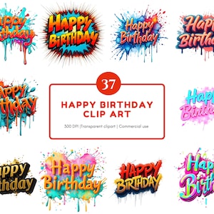 Aquarell alles Gute zum Geburtstag Clipart png Bundle, alles Gute zum Geburtstag Wort Clipart png, Geburtstagsset, Happy Birthday Schriftzug Clipart png