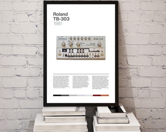 Póster de arte mural Roland TB-303 Bass Line Music Legacy