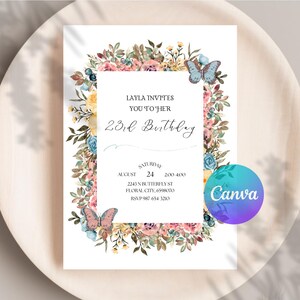 Invitación de cumpleaños con flores silvestres de primavera - Plantilla de invitación floral imprimible - Invitación para fiesta de mujeres imagen 11