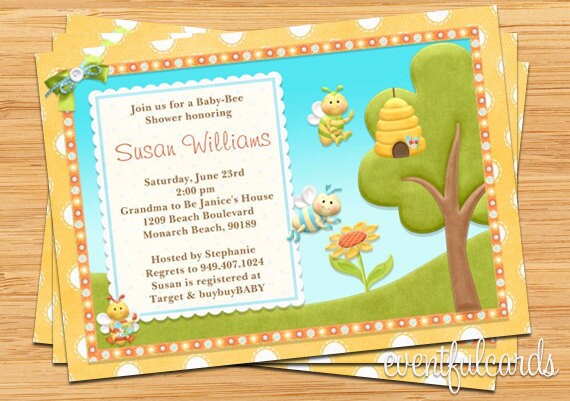 Bee Baby Shower Invitation 5x7 - Printable Il_570xn