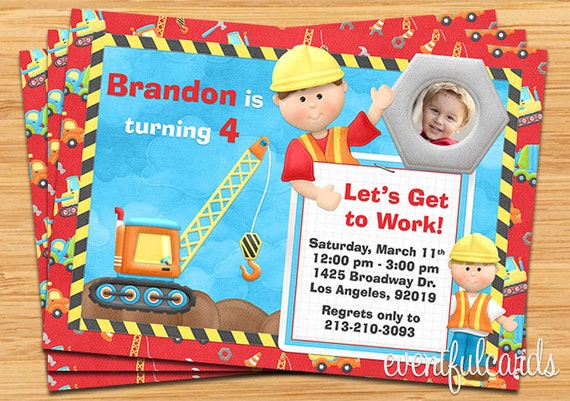 Construction Birthday Party Invitation - Digital - Printable Il_570xn