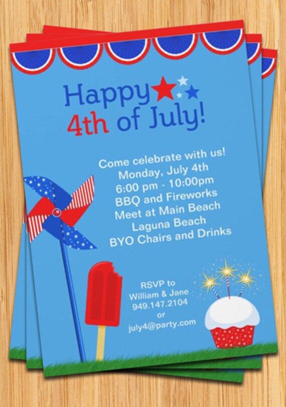 4th of July Party Invitation - 5x7 Printable Il_570xn