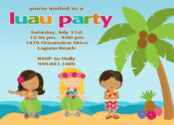 kids luau birthday party invitation package by eventfulcards catch