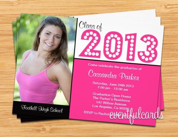 Class of 2017 High School/College High School/College Graduation Invitation Photo Card - Print at Home or E-card Il_570xn