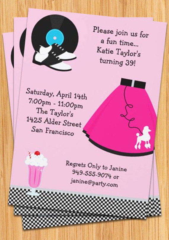 50's Poodle Skirt Party Invitation Il_570xn