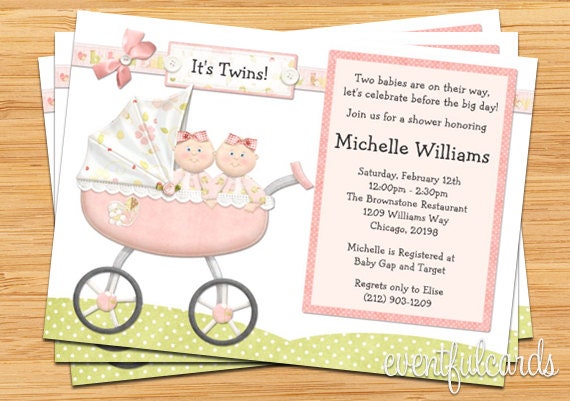 Twin Girls Baby Shower Invitation Etsy
