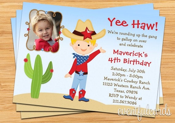 Western Cowboy Birthday Party Invitation Il_570xn