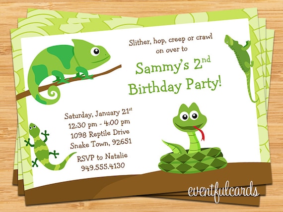 Reptile Birthday Party Invitation Etsy