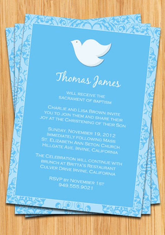 Dove Baptism Invitation for a Boy - Print Yourself Il_570xn