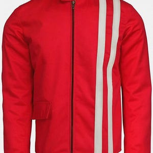Elvis Presley Speedway Rockstar Jacket - Popstar Presley Special Comeback Cotton White Stripes Jacket Steve Grayson Cotton Red Biker Jacket