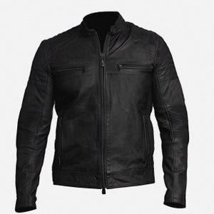 Men&#39;s Genuine Leather Jacket - Cafe Racer Style Real Lambskin Motorcycle Leather Jacket Men