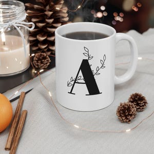 Letter A Mug Monogram Coffee Cup Gift cup Alphabet Name mug Initial Lovers mug