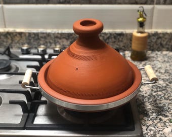 Olla grande de tagine marroquí hecha a mano de arcilla – 30 cm (para 4-6 personas)
