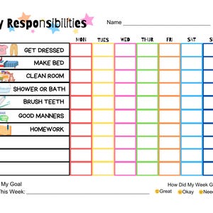 Responsibility Chart For Kids