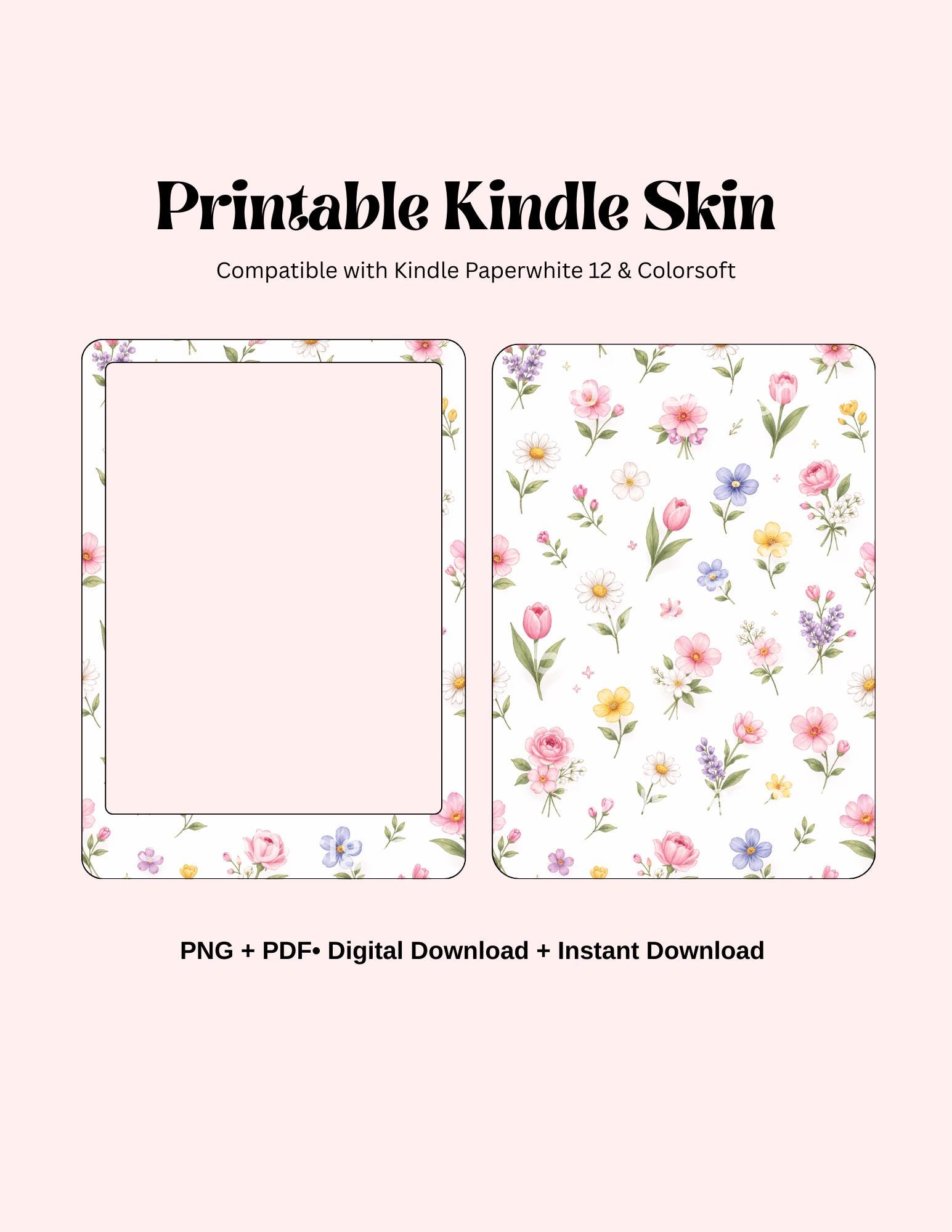 Spring Floral Kindle Skin, Pastel Flower Paperwhite 12 Insert (digital ...