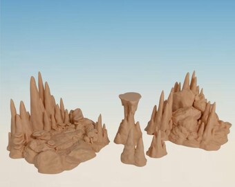 Cave Stalagmites Terrain Set – 5 Pezzi – Mono Beige – Alta Qualità 3D – Italy