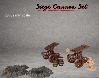 Modular Medieval Siege Cannon – 28mm 32mm DnD Tabletop Terrain Wargame