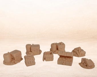 Set 8 pezzi Dungeon Props – Stanza RPG / Miniature 28 mm / Stampa 3D in PLA – Made in Italy – Tabletop TTRPG