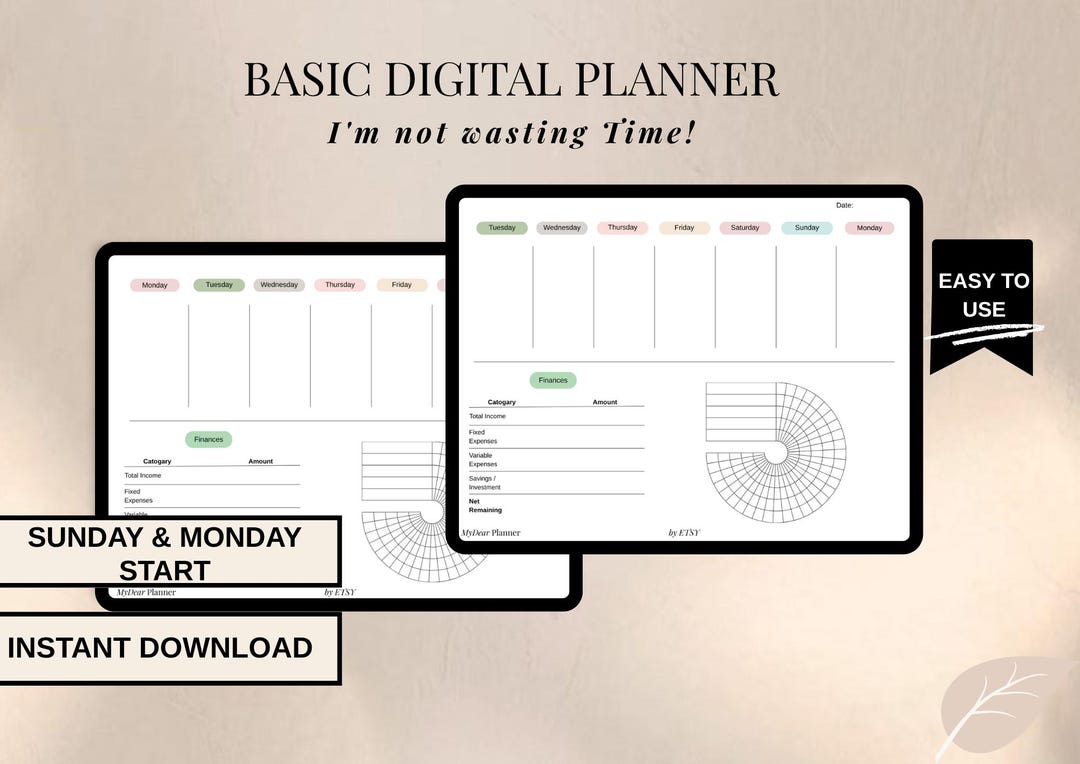 Weekly Digital Planner, Undated, iPad & Android, Goodnotes and ...