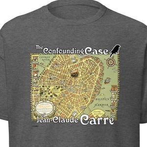 Maglietta: Boston Map 1921, Il caso confondente di Jean-Claude Carré, un libro di avventure fantasy misterioso, spettrale e steampunk