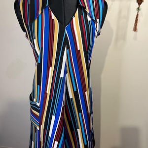 Vintage geometric bright 1970s midi dress