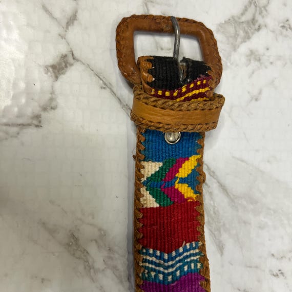 Multi-coloured vintage Guatemalan patchwork leath… - image 7