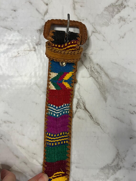 Multi-coloured vintage Guatemalan patchwork leath… - image 5