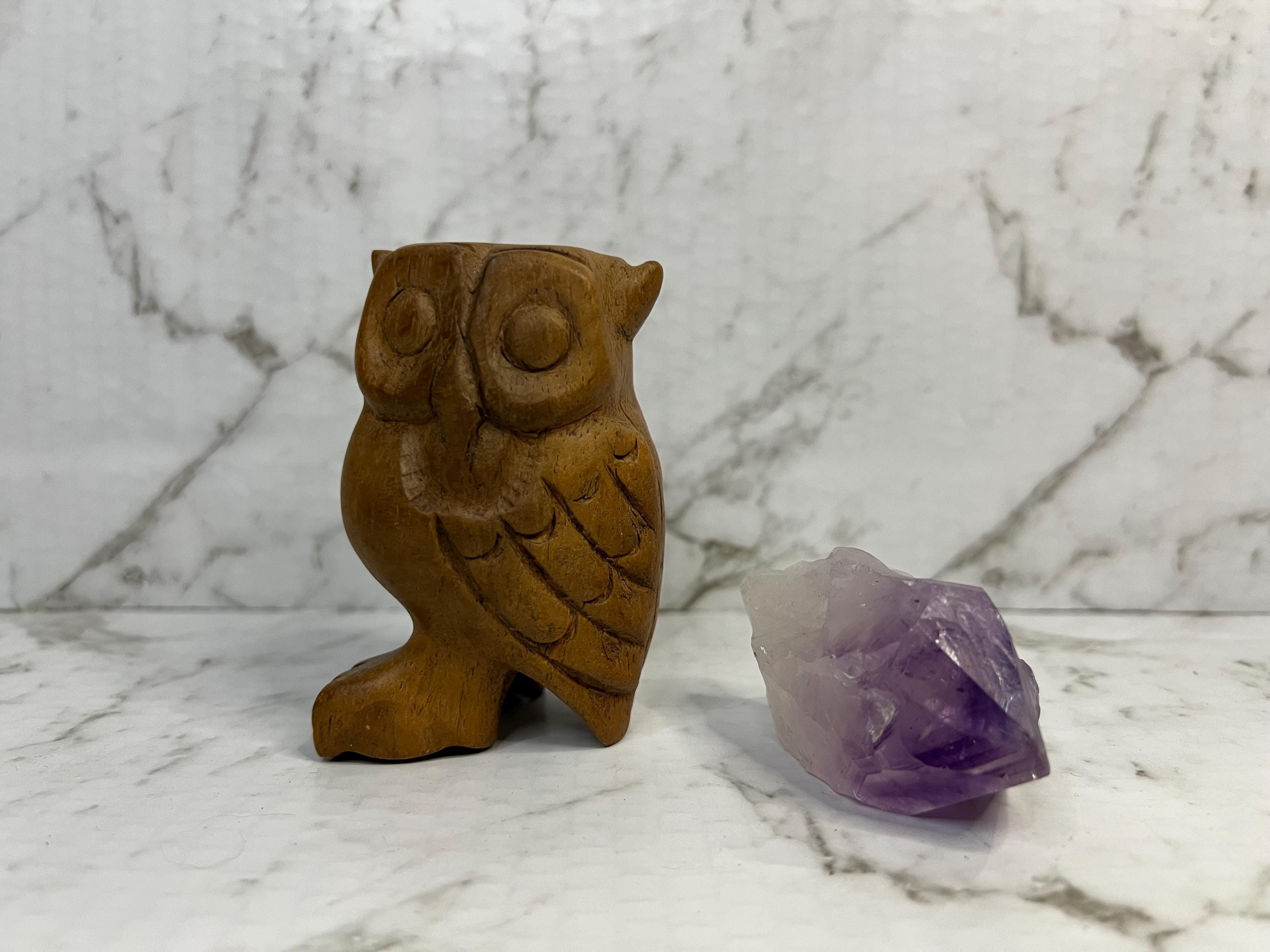 Vintage hand carved wooden percussion owl whistle