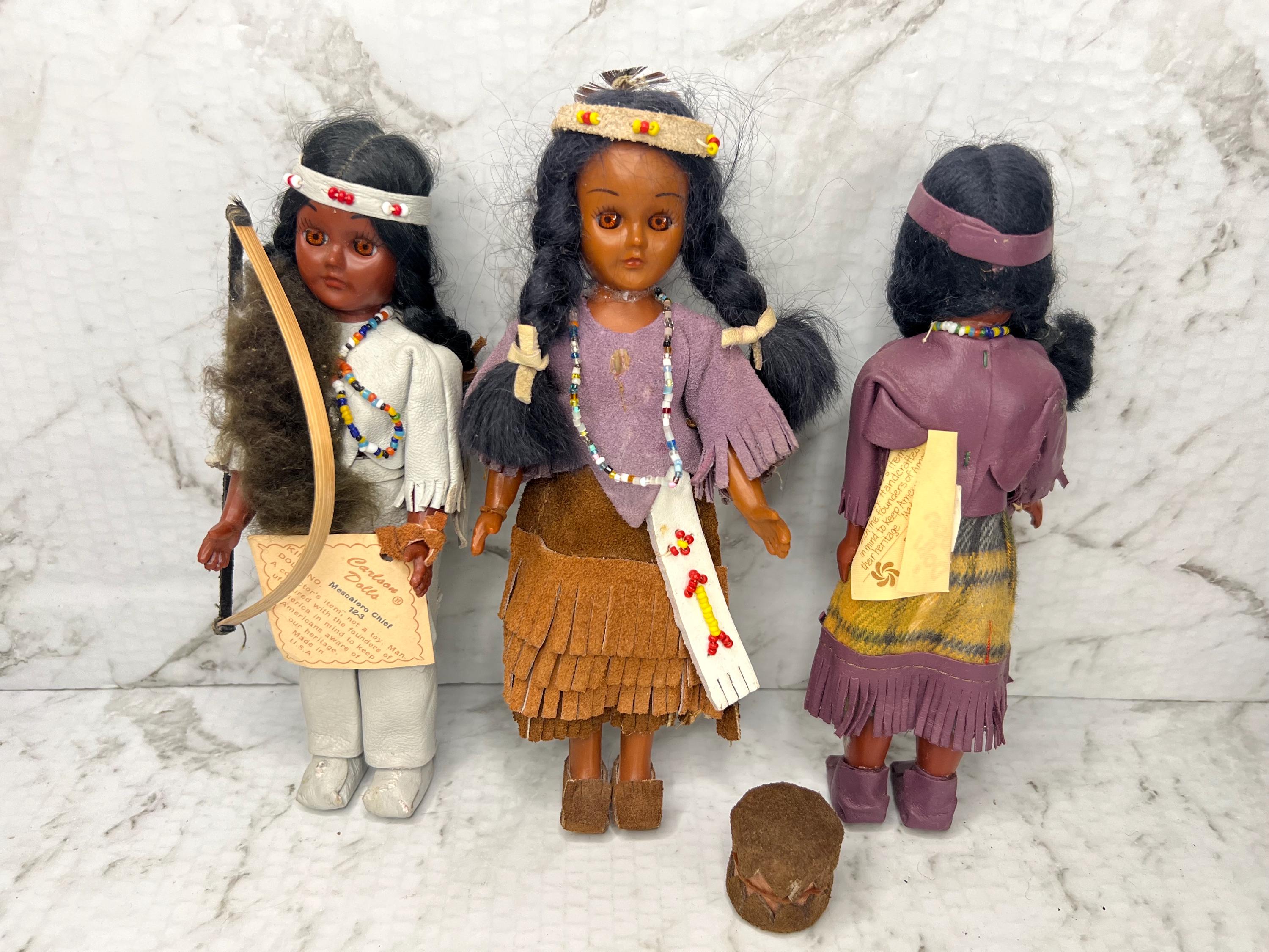 Set of 2 Vintage Carlson Native American Dolls - Etsy