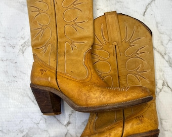 Vintage Frye Butterscotch Leder Cowgirl Tan Stiefel