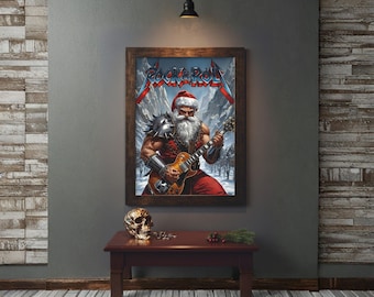Heavy Metal Santa Claus Design - Rock & Roll Style, Digital JPG, Mug Printable, Bag Printable