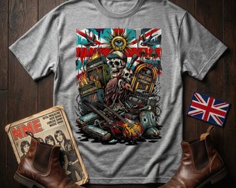 British rock graphic vintage punk tshirt skull music art