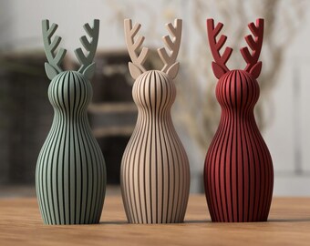 Minimalist Christmas Reindeer 3D Decor Modern Cute Neutral Holiday Ornament