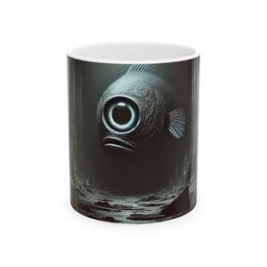 Whimsical Fish Eye Ceramic Mug - Unique Gift for Ocean Lovers, Art Lovers, Fishing Enthusiasts, Home Decor, Novelty Coffee Cup