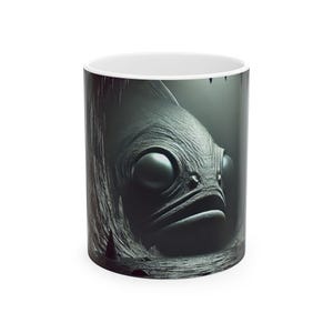 Mystical Fish Ceramic Mug, Unique Coffee Cup for Animal Lovers, Fantasy Gifts, Ocean Themed Decor, Nature Inspired Drinkware