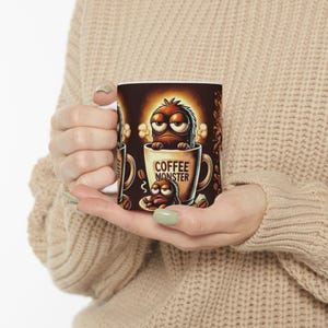 Lustige Kaffee Monster Keramiktasse, perfekt für Kaffeeliebhaber, Geschenk für Geburtstage, Feiertage, Bürogebrauch, Teetrinker, lustige Geschenke