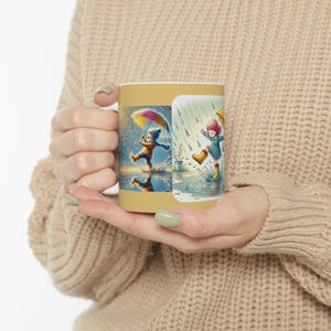 Whimsical Rainy Day Ceramic Mug | Cute Umbrella Design | Perfect Gift for Kids, Home Decor, Rainy Day Fun, Coffee Lover