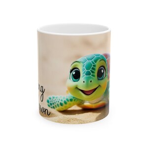 Cute Turtle Ceramic Mug, Adorable Beach Decor Gift, Kids Mug, Animal Lover Gift, Fun Coffee Cup, Ocean Theme Tumbler