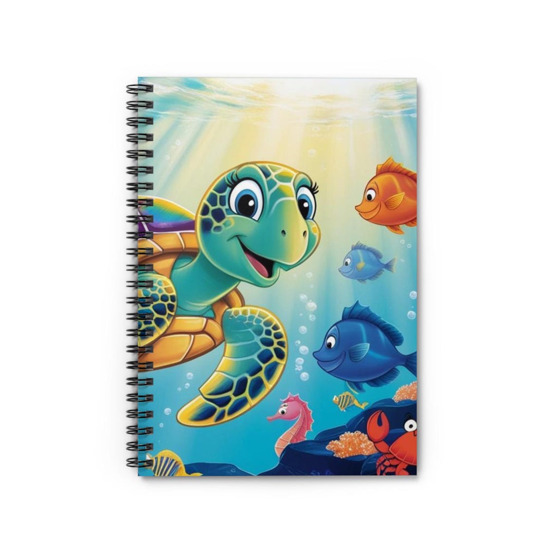 Underwater Sea Turtle Spiral Notebook, Cute Sea Creature Journal, Ocean ...