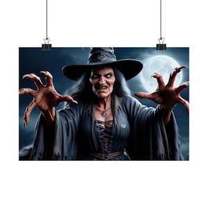 Witchy Matte Horizontal Poster | Spooky Wall Art for Halloween Decor, Witch Artwork, Gothic Home Decor, Unique Wall Hangings, Gift for Witch