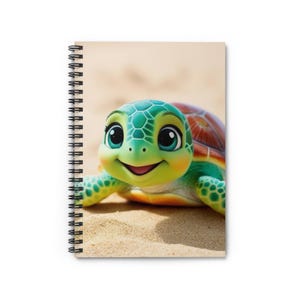 Cute Turtle Spiral Notebook - Ruled Line, Animal Lover Gift, Journal for Kids, Eco-Friendly Stationery, Back to School Supplies, Notebook