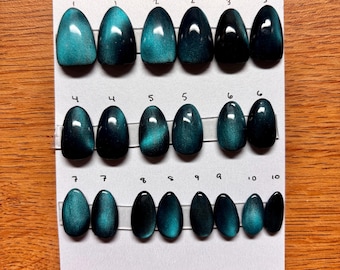 Turquoise Cateye Press on Nails