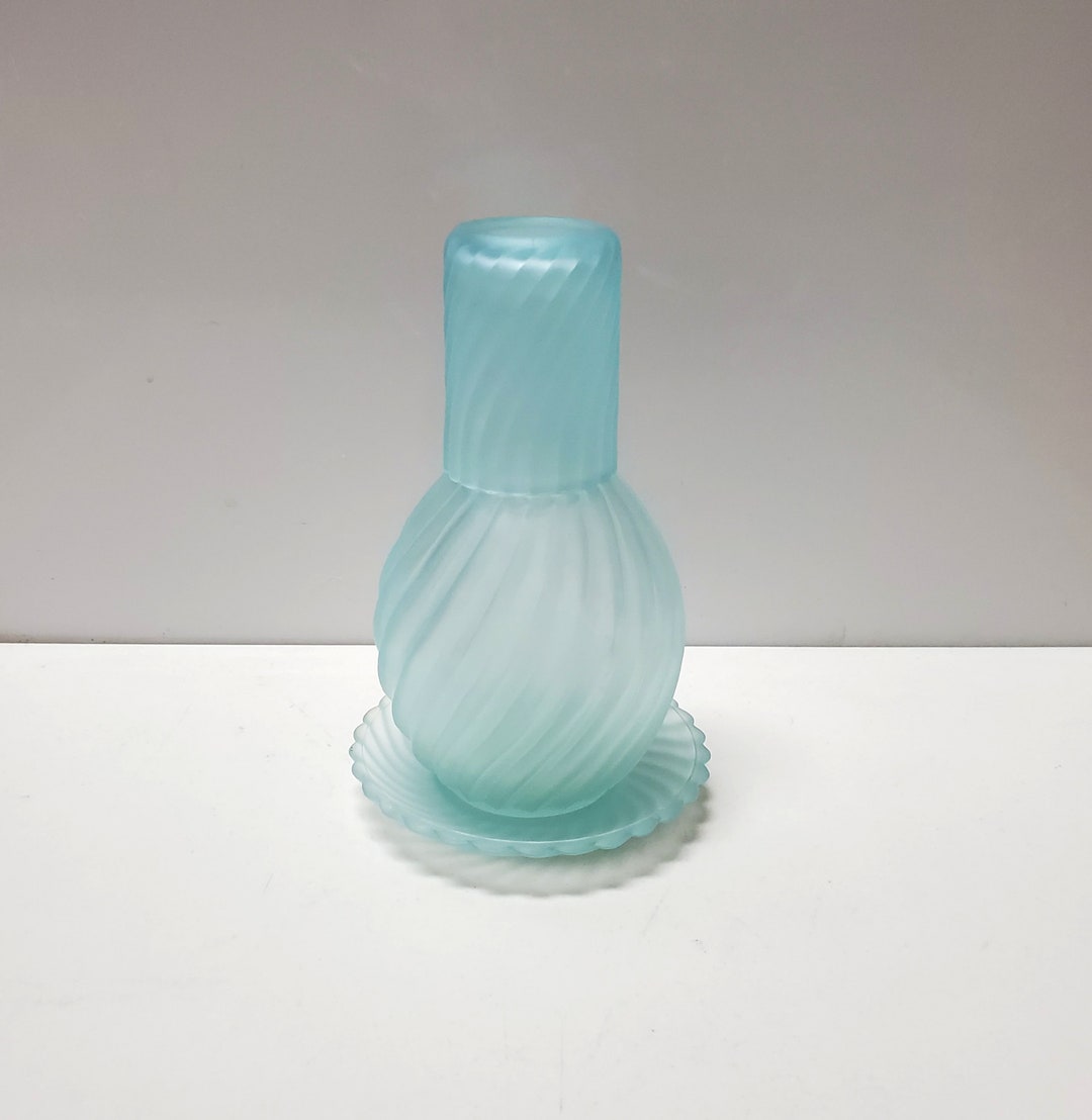 Blue Glass Tumble up Nightstand Decanter Etsy