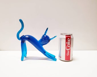 Vetreria Etrusca Glass Cat Bottles Set of 2 | MCM Italian | Aqua