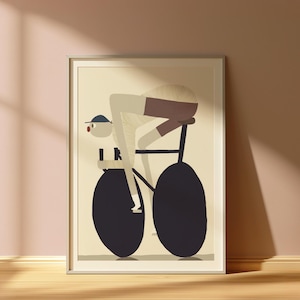 DIGITAL Minimalist Cycling Wall Art Print – Modern Abstract Bicycle Poster for Cyclists, Sports Decor, Geometric Bike Racer Illustration